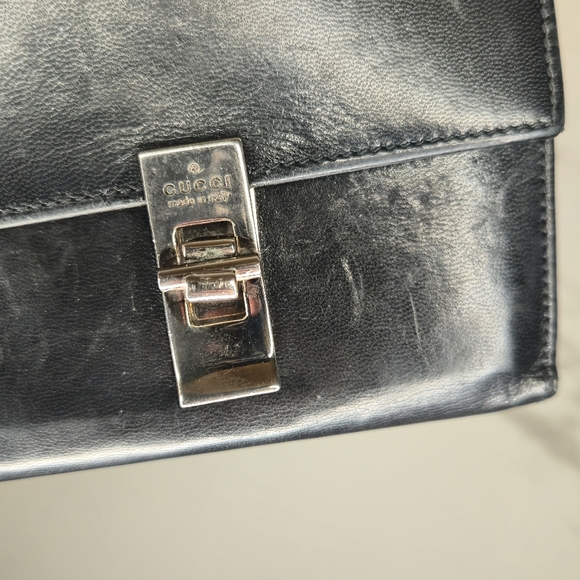 Gucci Vintage Black Leather Unisex Compact Wallet - Picture 10 of 12